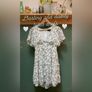 “so true white floral printed tiered short sleeve lulus mini dress”